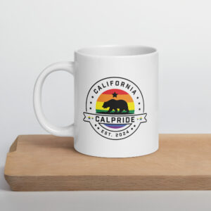 CalPride Logo White glossy mug